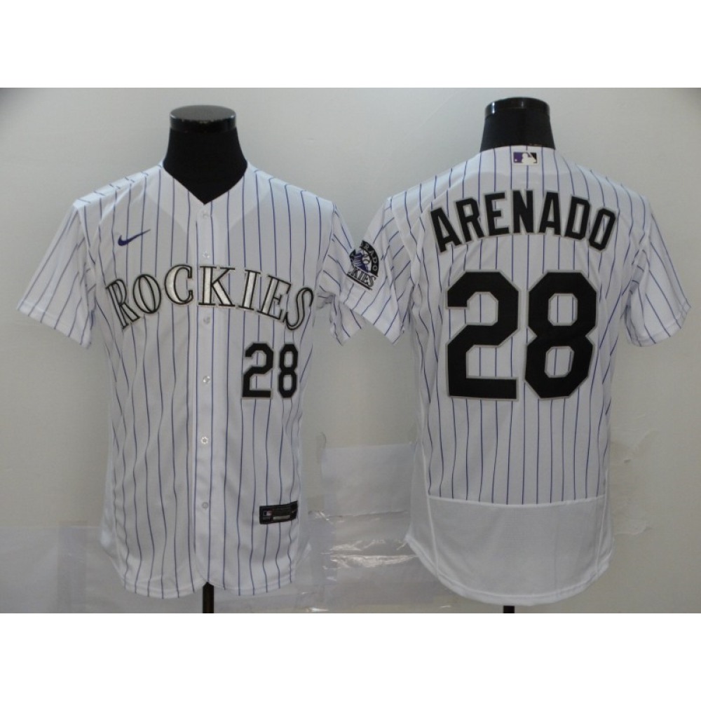 Men's Colorado Rockies #28 Nolan Arenado White Flex Base Stitched MLB Jersey Men's Colorado Rockies #28 Nolan Arenado White Flex Base Stitched MLB Jersey