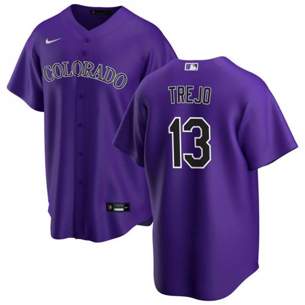 Men's Colorado Rockies #13 Alan Trejo Purple Stitched Baseball Jersey Men's Colorado Rockies #13 Alan Trejo Purple Stitched Baseball Jersey