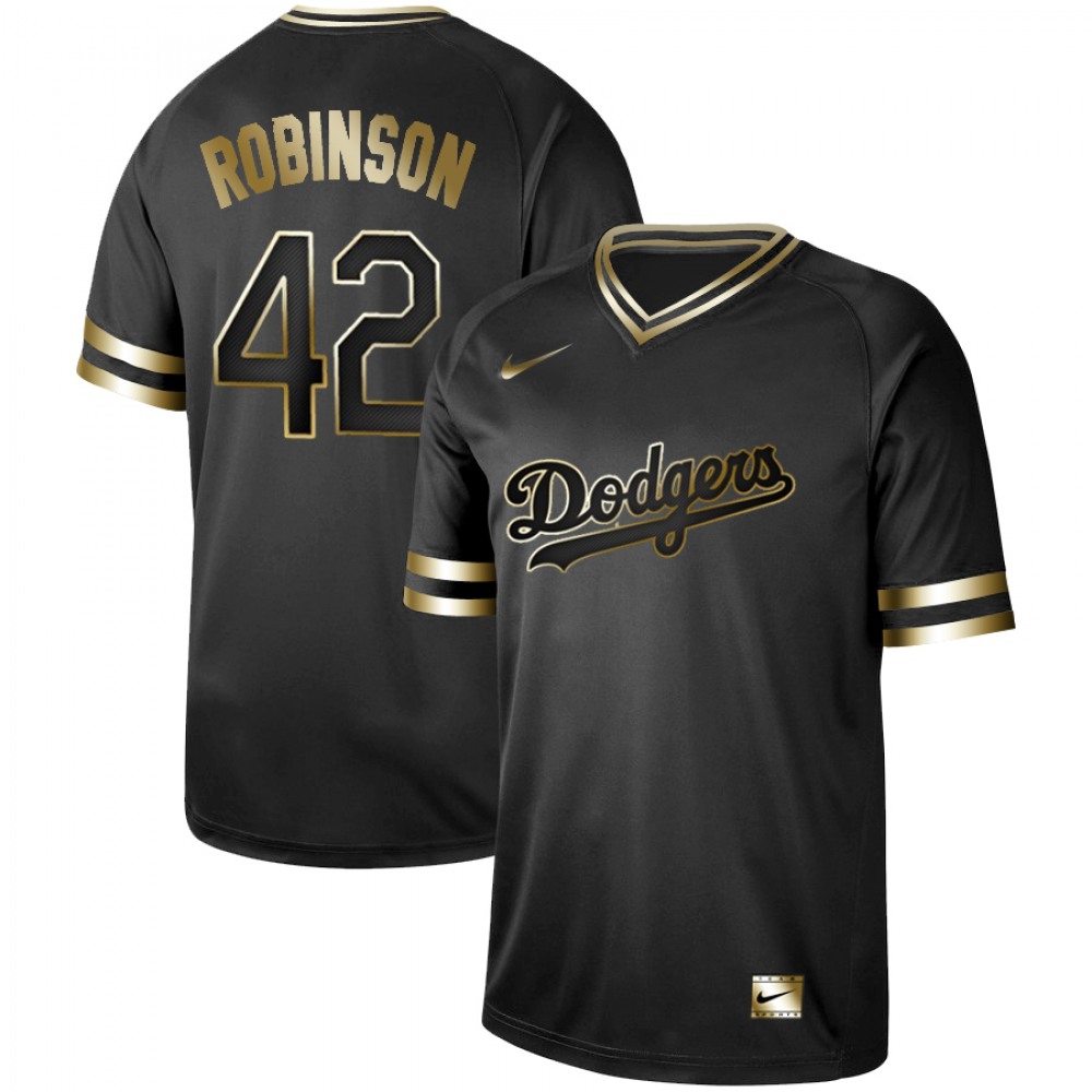 Men's Los Angeles Dodgers #42 Jackie Robinson Black Gold Stitched MLB Jersey Men's Los Angeles Dodgers #42 Jackie Robinson Black Gold Stitched MLB Jersey