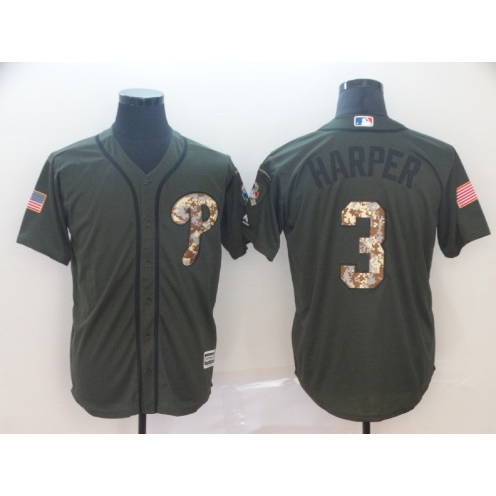 Men's Philadelphia Phillies #3 Bryce Harper Salute To Service Cool Base Stitched MLB Jersey Men's Philadelphia Phillies #3 Bryce Harper Salute To Service Cool Base Stitched MLB Jersey