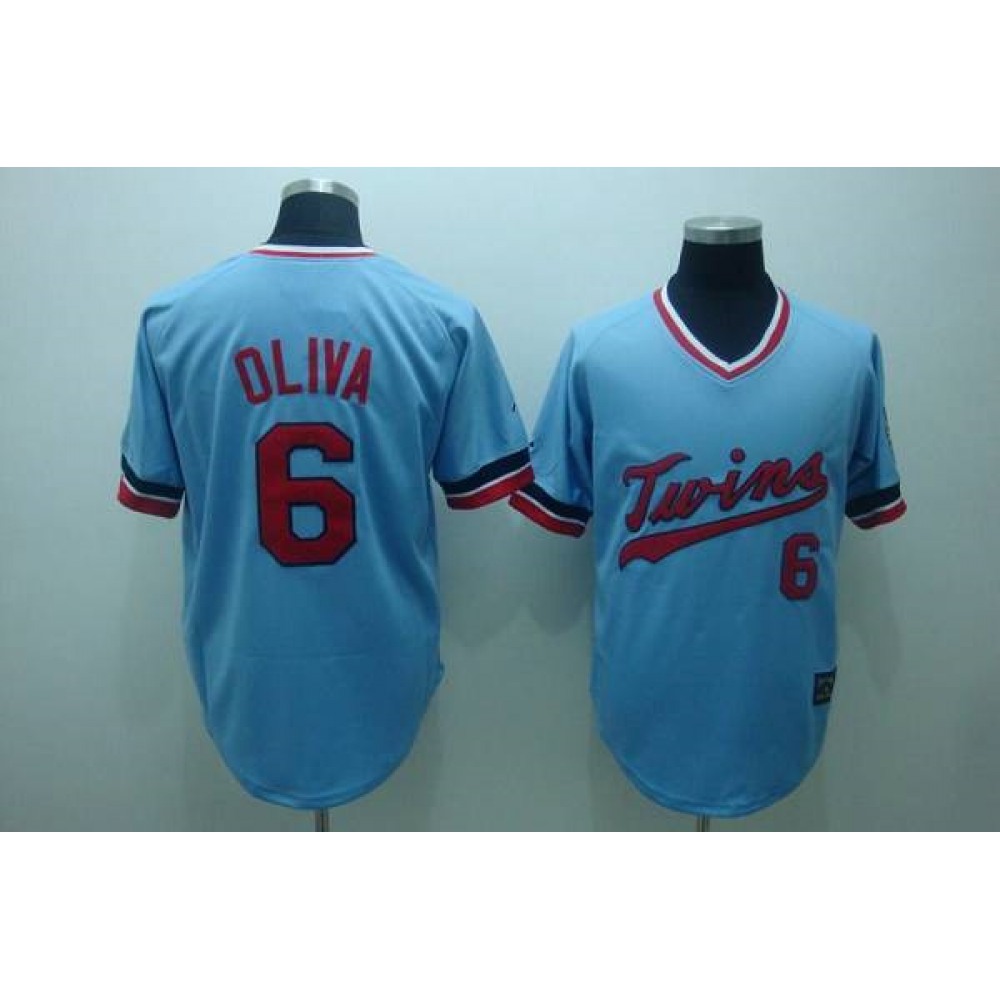 Mitchelland Ness Twins #6 Tony Oliva Stitched Light Blue Throwback MLB Jersey