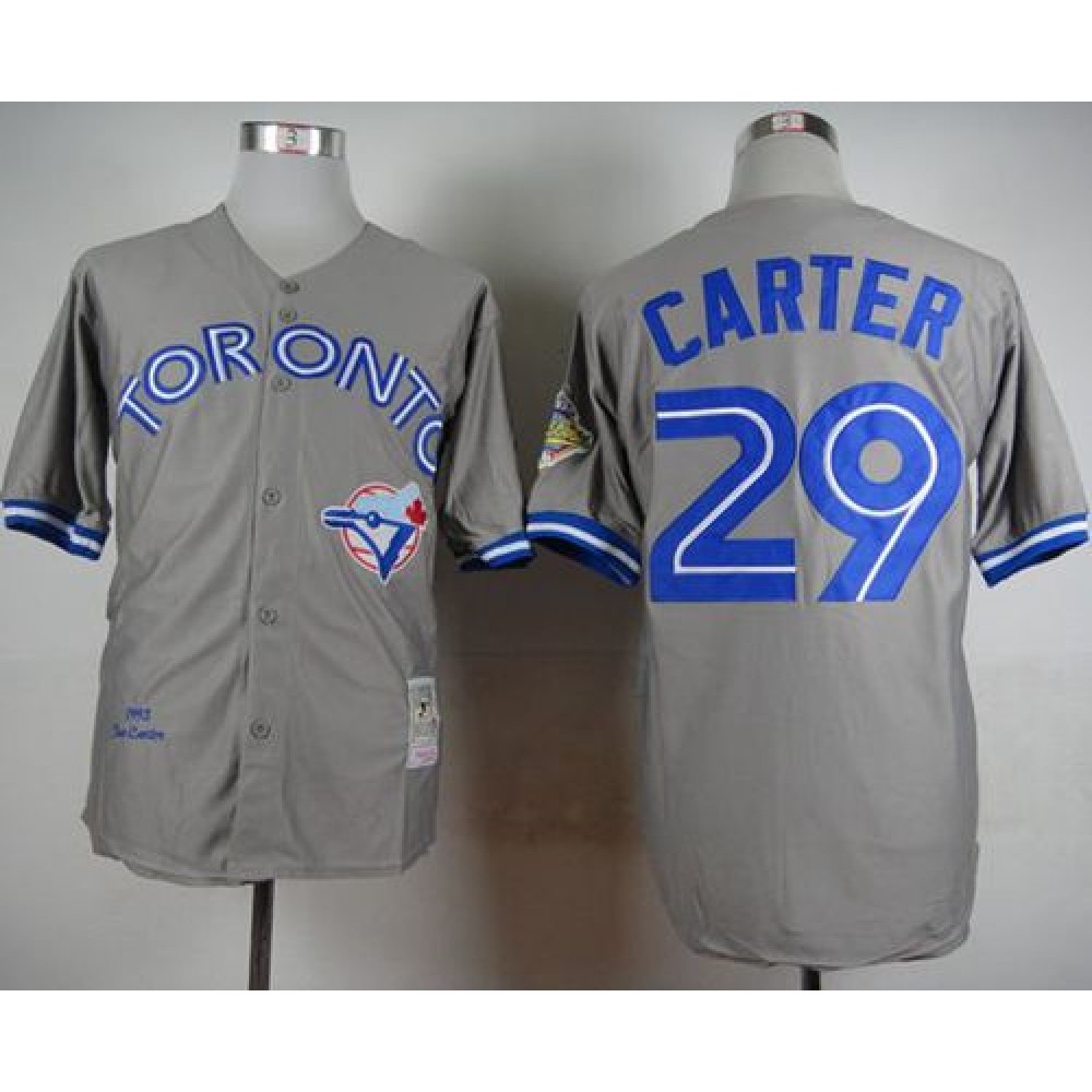 Mitchell And Ness 1992 Blue Jays #29 Joe Carter Grey Stitched MLB Throwback Jersey Mitchell And Ness 1992 Blue Jays #29 Joe Carter Grey Stitched MLB Throwback Jersey