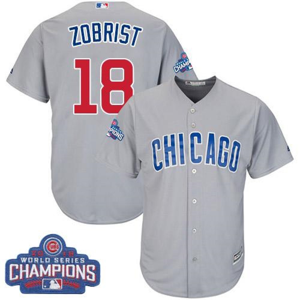 Cubs #18 Ben Zobrist Grey Road 2016 World Series Champions Stitched Youth MLB Jersey Cubs #18 Ben Zobrist Grey Road 2016 World Series Champions Stitched Youth MLB Jersey