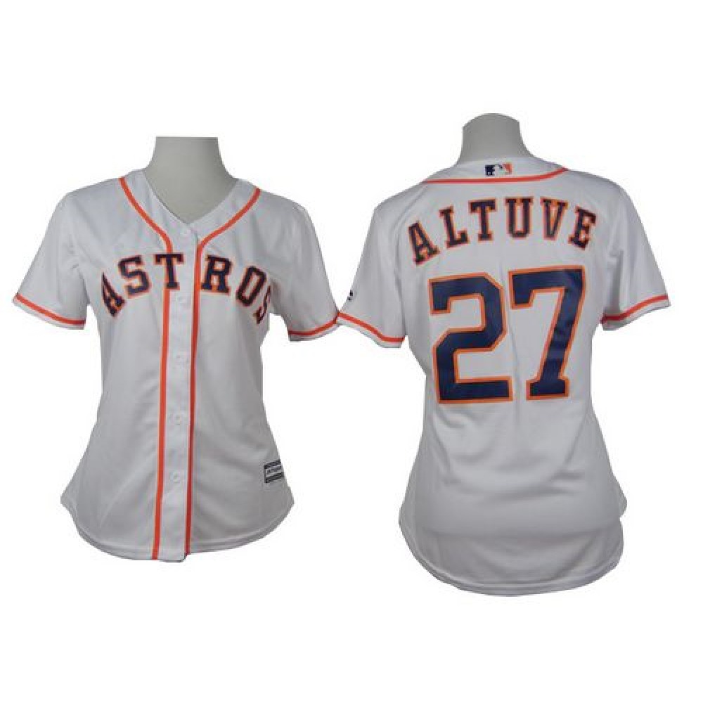 Astros #27 Jose Altuve White Home Women's Stitched MLB Jersey Astros #27 Jose Altuve White Home Women's Stitched MLB Jersey