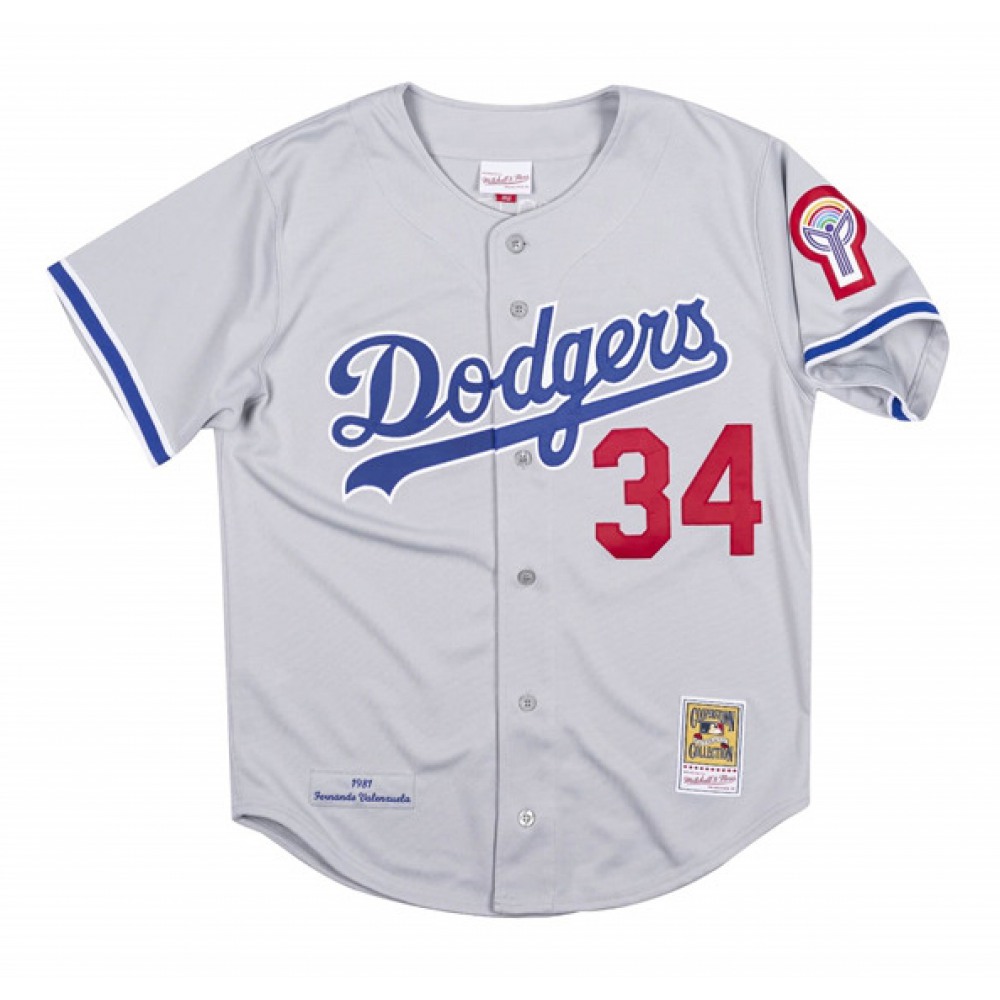 Men's Los Angeles Dodgers #34 Fernando Valenzuela Gray Stitched Baseball Jersey Men's Los Angeles Dodgers #34 Fernando Valenzuela Gray Stitched Baseball Jersey