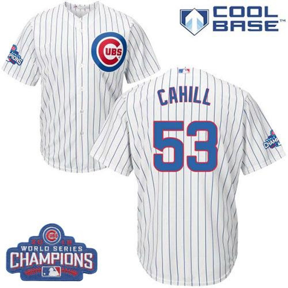 Cubs #53 Trevor Cahill White Home 2016 World Series Champions Stitched Youth MLB Jersey Cubs #53 Trevor Cahill White Home 2016 World Series Champions Stitched Youth MLB Jersey