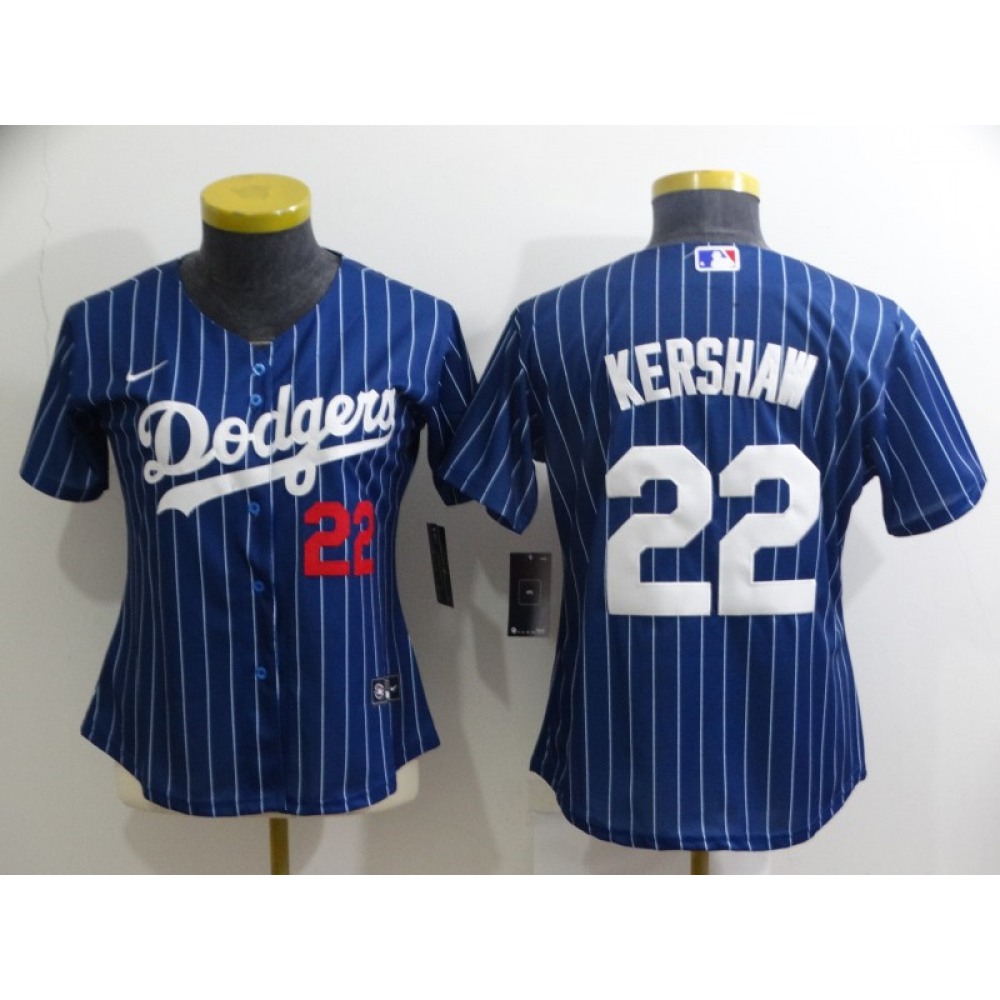 Women's Los Angeles Dodgers #22 Clayton Kershaw Blue Stitched Baseball Jersey(Run Small) Women's Los Angeles Dodgers #22 Clayton Kershaw Blue Stitched Baseball Jersey(Run Small)