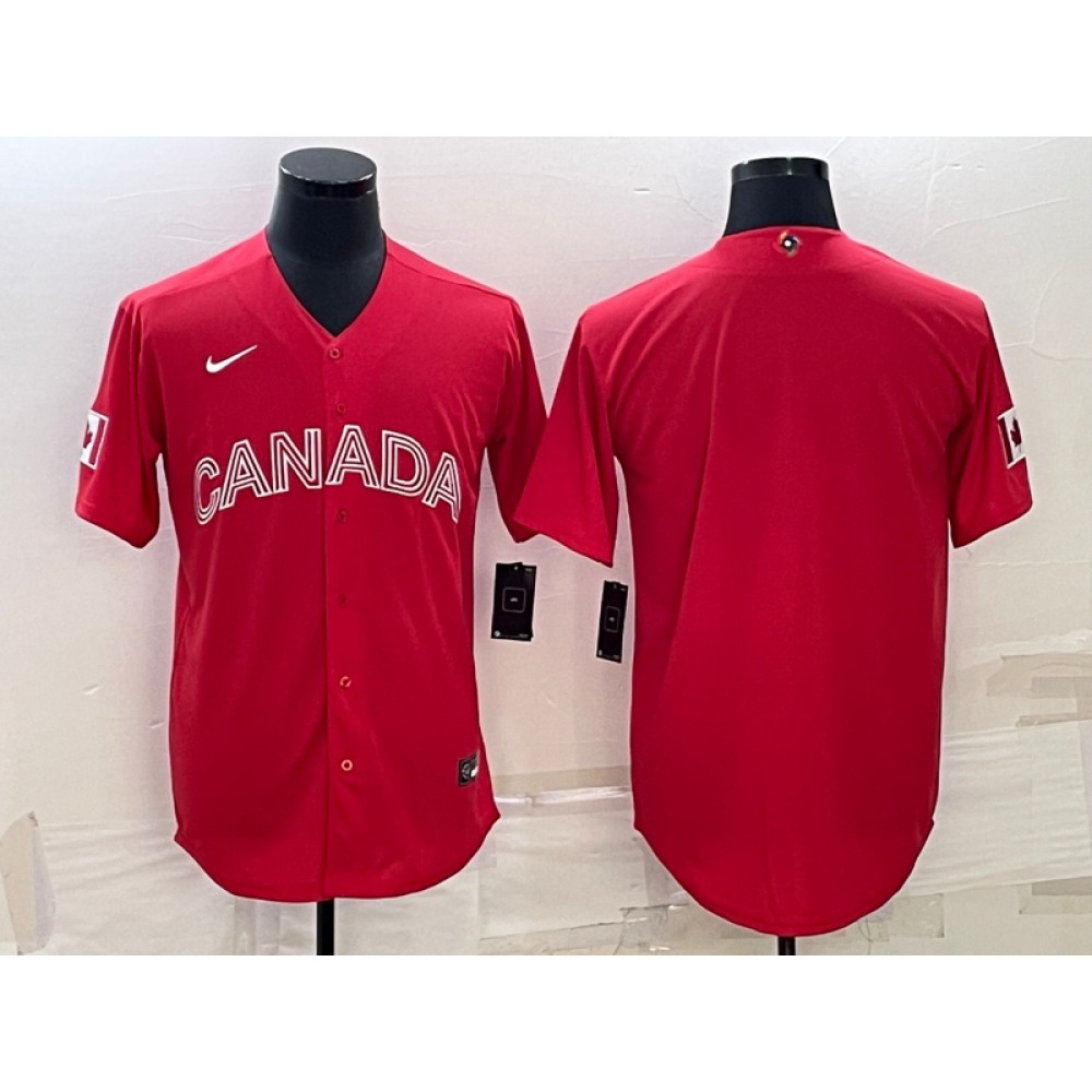 Men's Canada Baseball Blank 2023 Red World Baseball Classic Stitched Jersey Men's Canada Baseball Blank 2023 Red World Baseball Classic Stitched Jersey