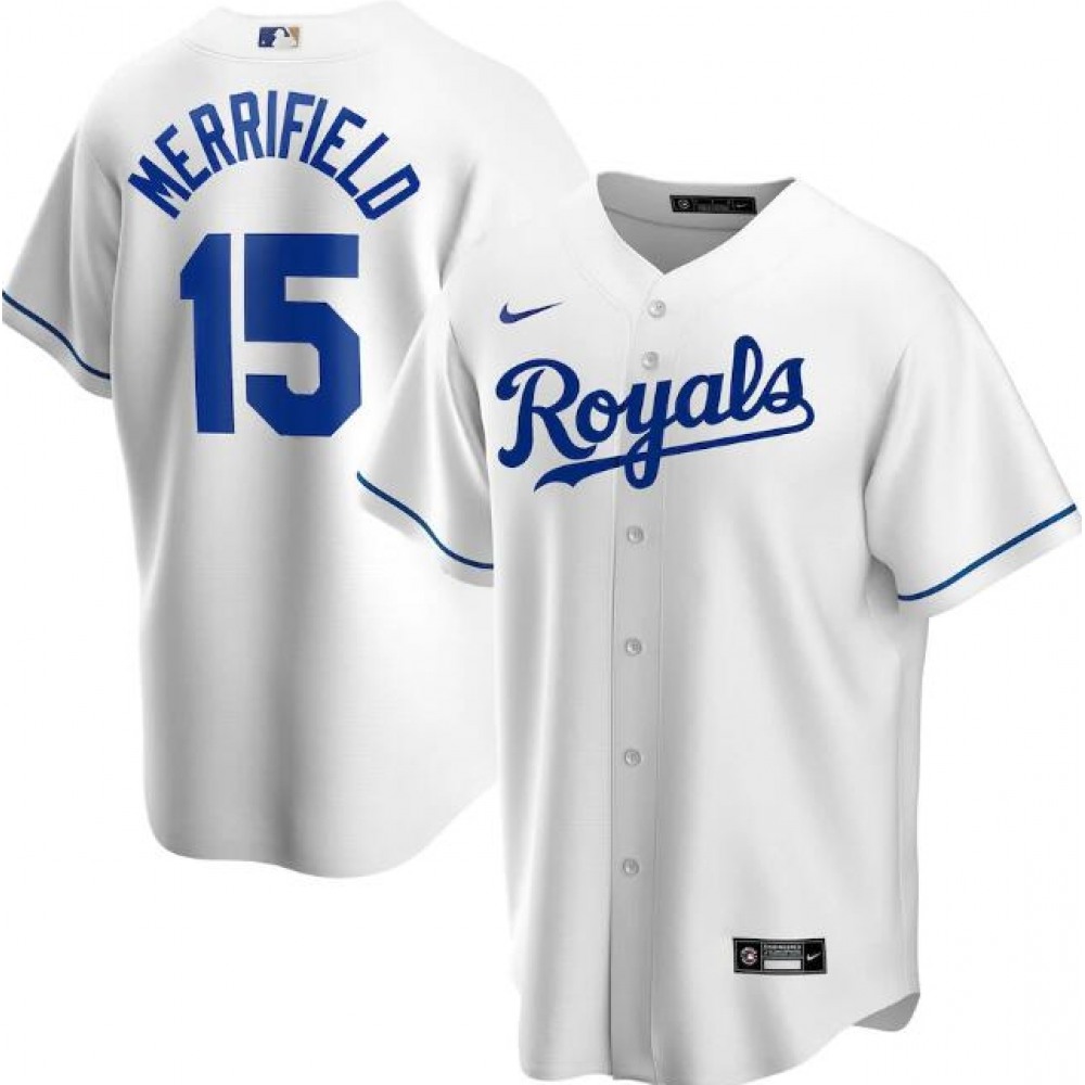 Men's Kansas City Royals #15 Whit Merrifield White Cool Base Stitched Jersey Men's Kansas City Royals #15 Whit Merrifield White Cool Base Stitched Jersey
