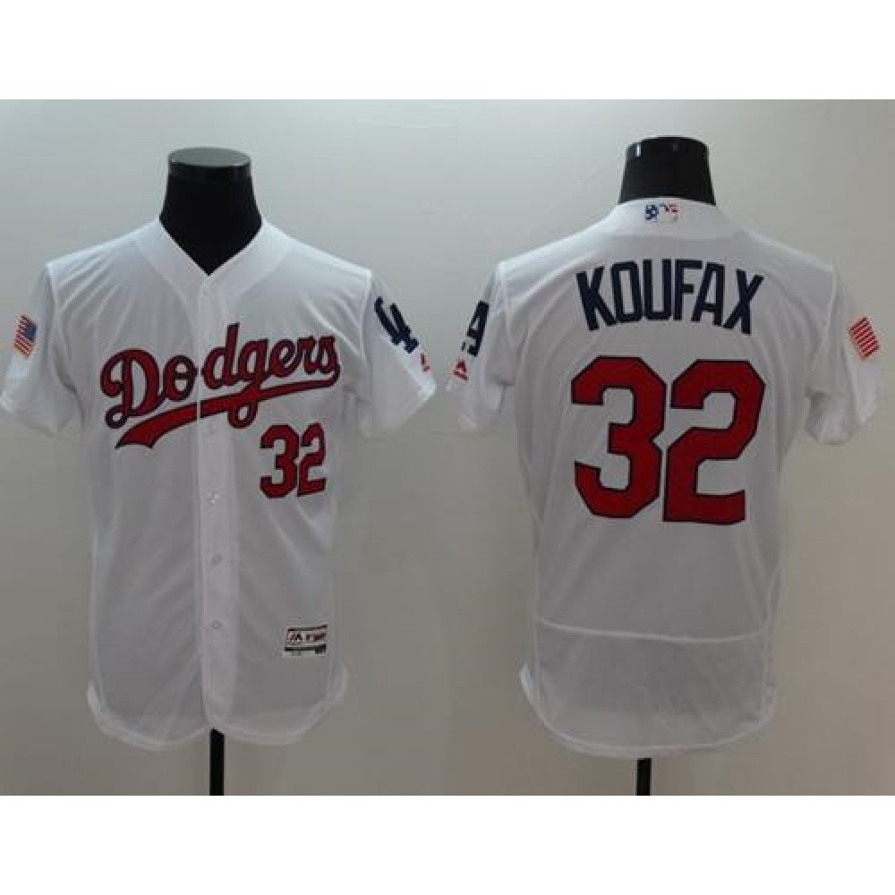 Dodgers #32 Sandy Koufax White Fashion Stars & Stripes Flexbase Authentic Stitched MLB Jersey Dodgers #32 Sandy Koufax White Fashion Stars & Stripes Flexbase Authentic Stitched MLB Jersey
