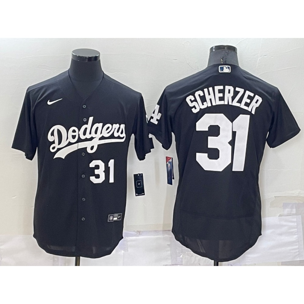 Men's Los Angeles Dodgers #31 Max Scherzer Black Flex Base Stitched Baseball Jersey Men's Los Angeles Dodgers #31 Max Scherzer Black Flex Base Stitched Baseball Jersey