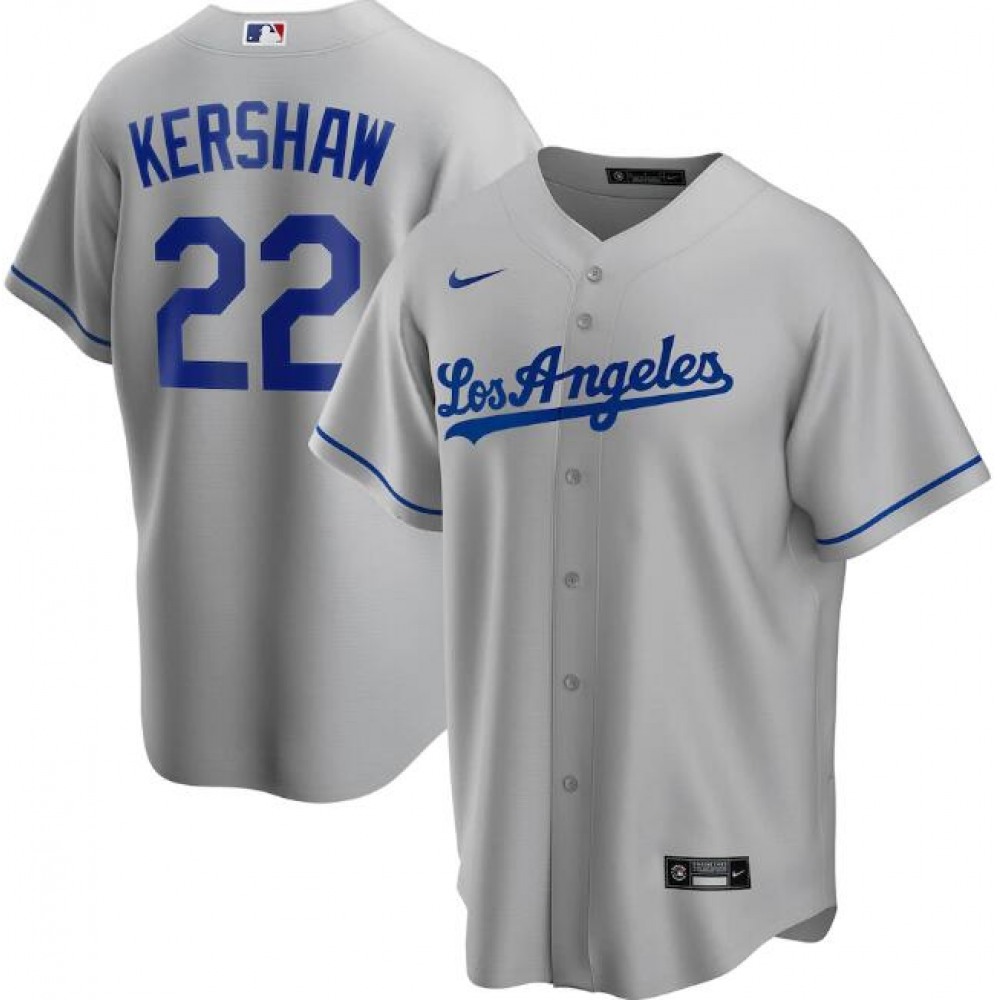 Men's Los Angeles Dodgers #22 Clayton Kershaw Grey Flex Base Stitched Jersey Men's Los Angeles Dodgers #22 Clayton Kershaw Grey Flex Base Stitched Jersey