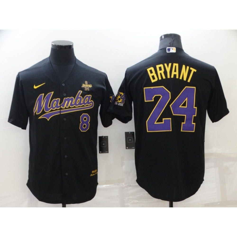 Men's Los Angeles Dodgers Front #8 Back #24 Kobe Bryant Black 'Mamba' Throwback With KB Patch Cool Base Stitched Jersey Men's Los Angeles Dodgers Front #8 Back #24 Kobe Bryant Black 'Mamba' Throwback With KB Patch Cool Base Stitched Jersey