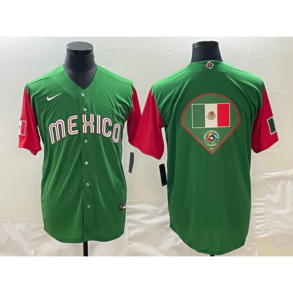 Men's Mexico Baseball 2023 Green World Baseball Big Logo Classic Stitched Jersey Men's Mexico Baseball 2023 Green World Baseball Big Logo Classic Stitched Jersey