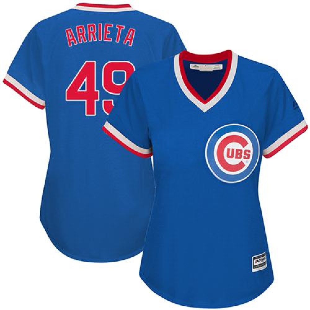 Cubs #49 Jake Arrieta Blue Cooperstown Women's Stitched MLB Jersey Cubs #49 Jake Arrieta Blue Cooperstown Women's Stitched MLB Jersey