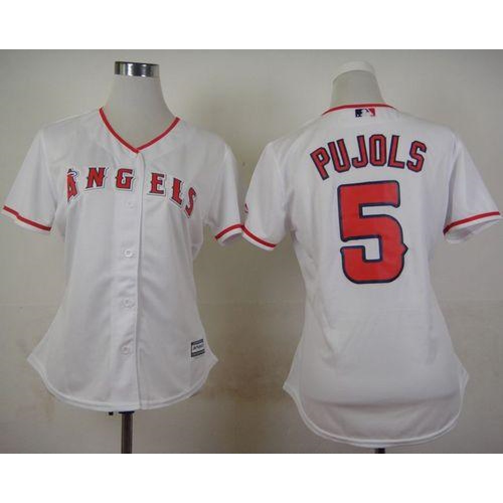 Angels of Anaheim #5 Albert Pujols White Women's Home Stitched MLB Jersey Angels of Anaheim #5 Albert Pujols White Women's Home Stitched MLB Jersey