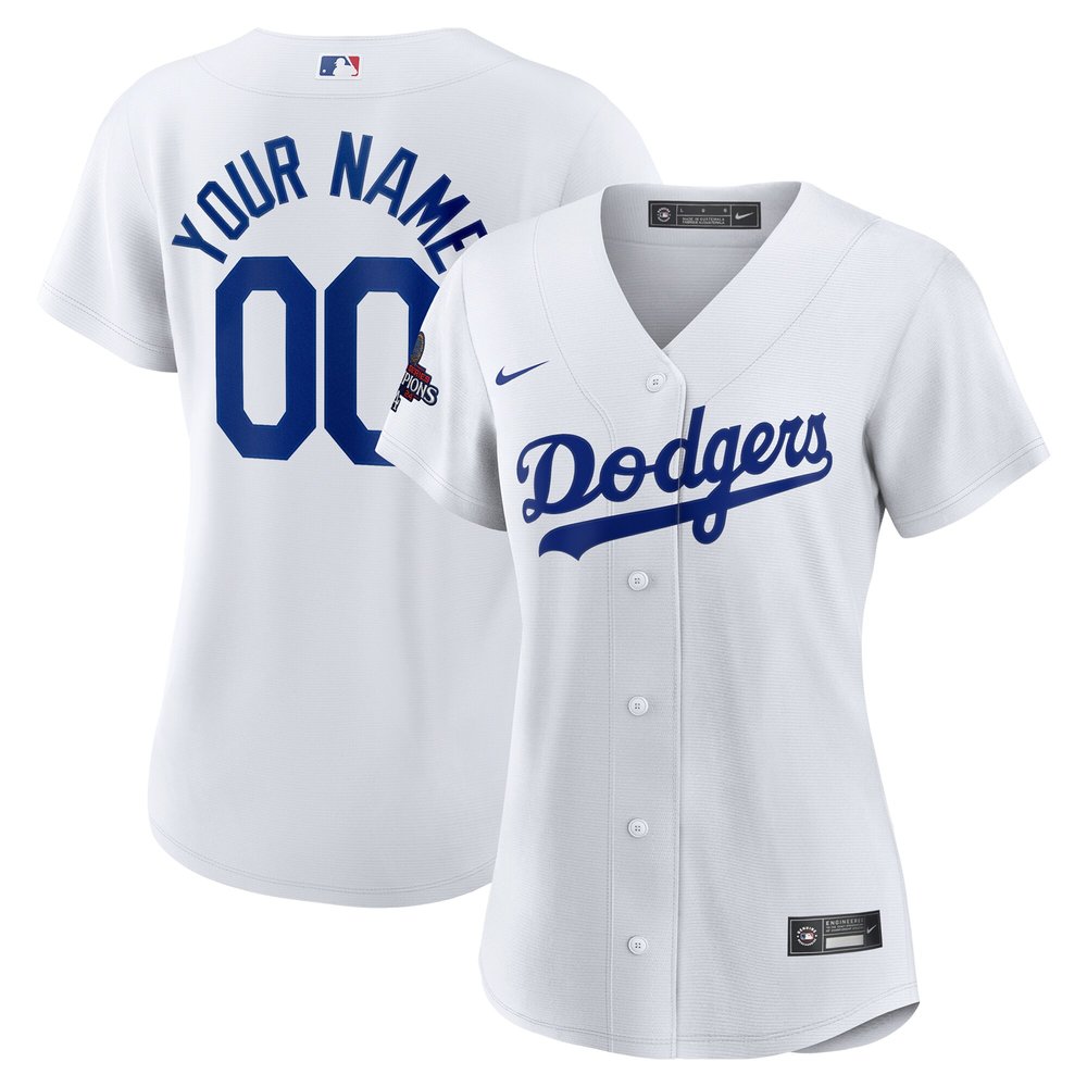 Women's Los Angeles Dodgers Nike White 2024 World Series Champions Home Custom Replica Jersey Women's Los Angeles Dodgers Nike White 2024 World Series Champions Home Custom Replica Jersey