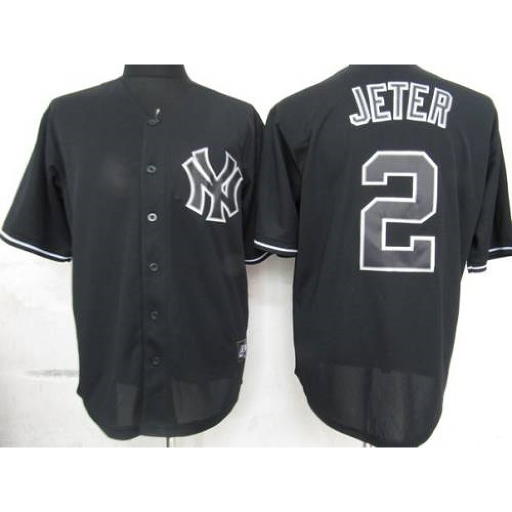 Yankees #2 Derek Jeter Black Fashion Stitched MLB Jersey Yankees #2 Derek Jeter Black Fashion Stitched MLB Jersey