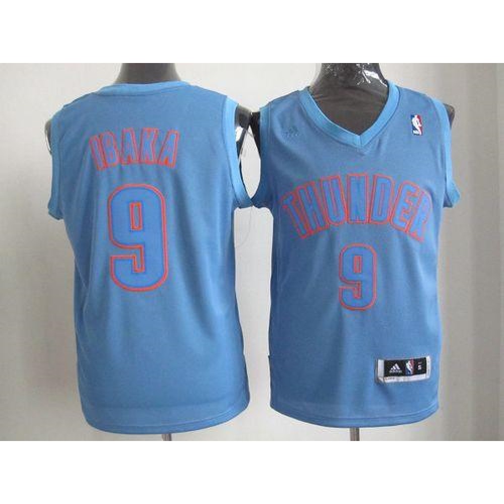 Thunder #9 Serge Ibaka Blue Big Color Fashion Stitched NBA Jersey