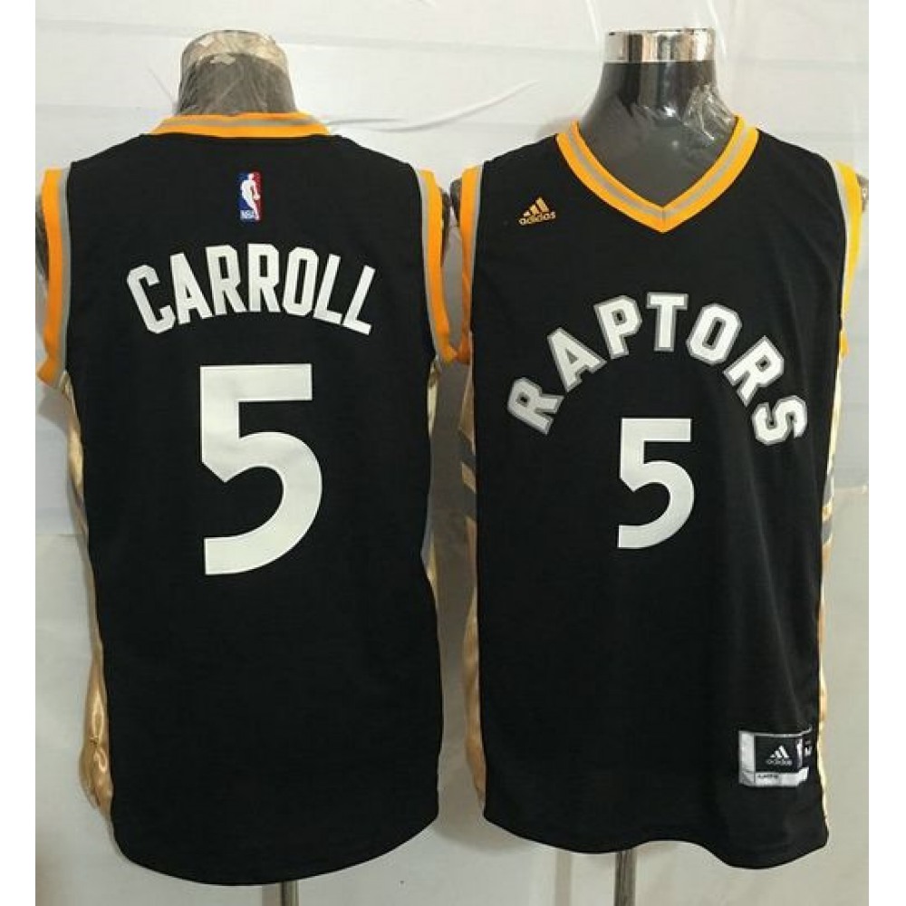 Raptors #5 DeMarre Carroll Black/Gold Stitched NBA Jersey