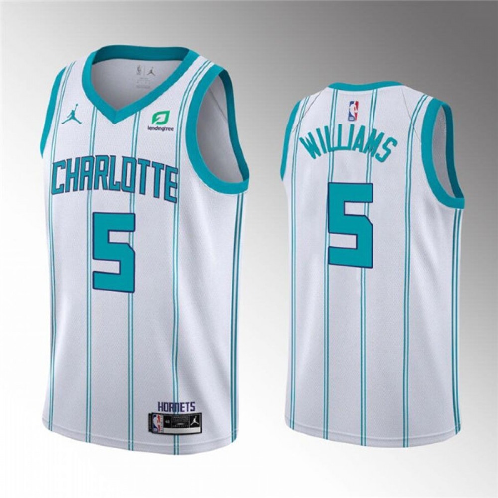 Men's Charlotte Hornets #5 Mark Williams White Stitched Basketball Jersey Men's Charlotte Hornets #5 Mark Williams White Stitched Basketball Jersey