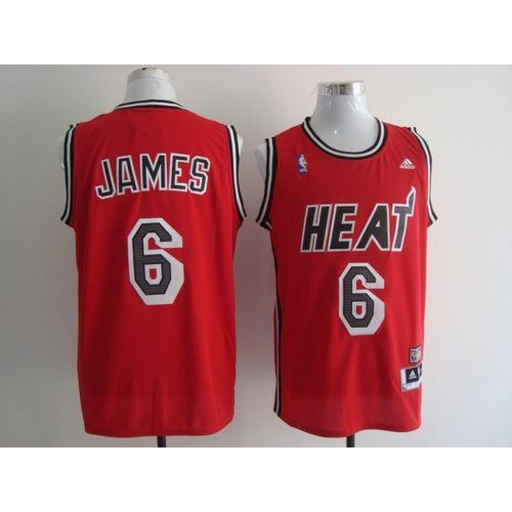 Heat #6 LeBron James Red Hardwood Classics Nights Stitched NBA Jersey
