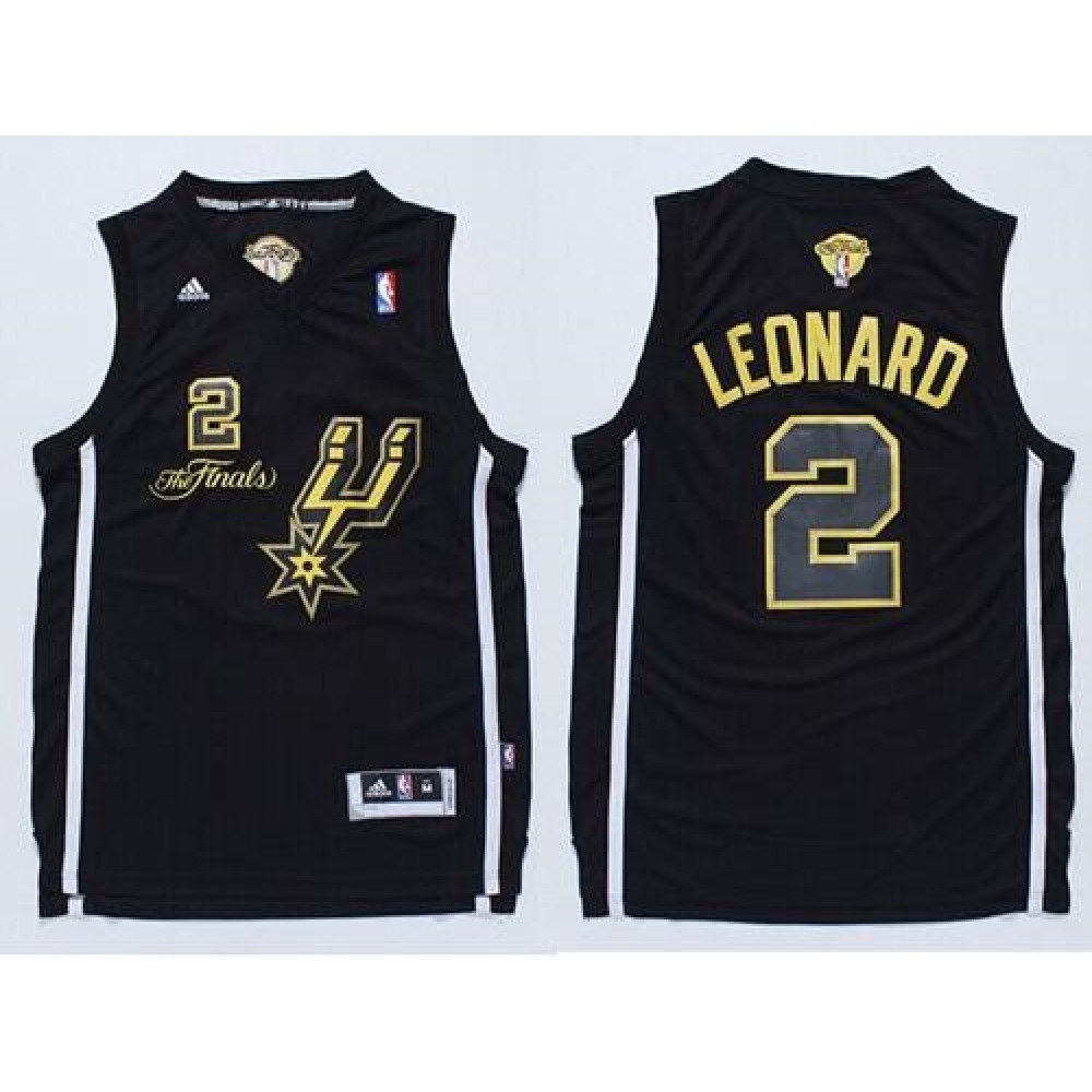 Spurs #2 Kawhi Leonard Black(Gold No.) Champions Stitched NBA Jersey Spurs #2 Kawhi Leonard Black(Gold No.) Champions Stitched NBA Jersey