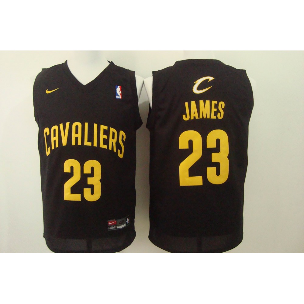 Men's Nike Cleveland Cavaliers #23 LeBron James Black with Gold Stitched NBA Jersey