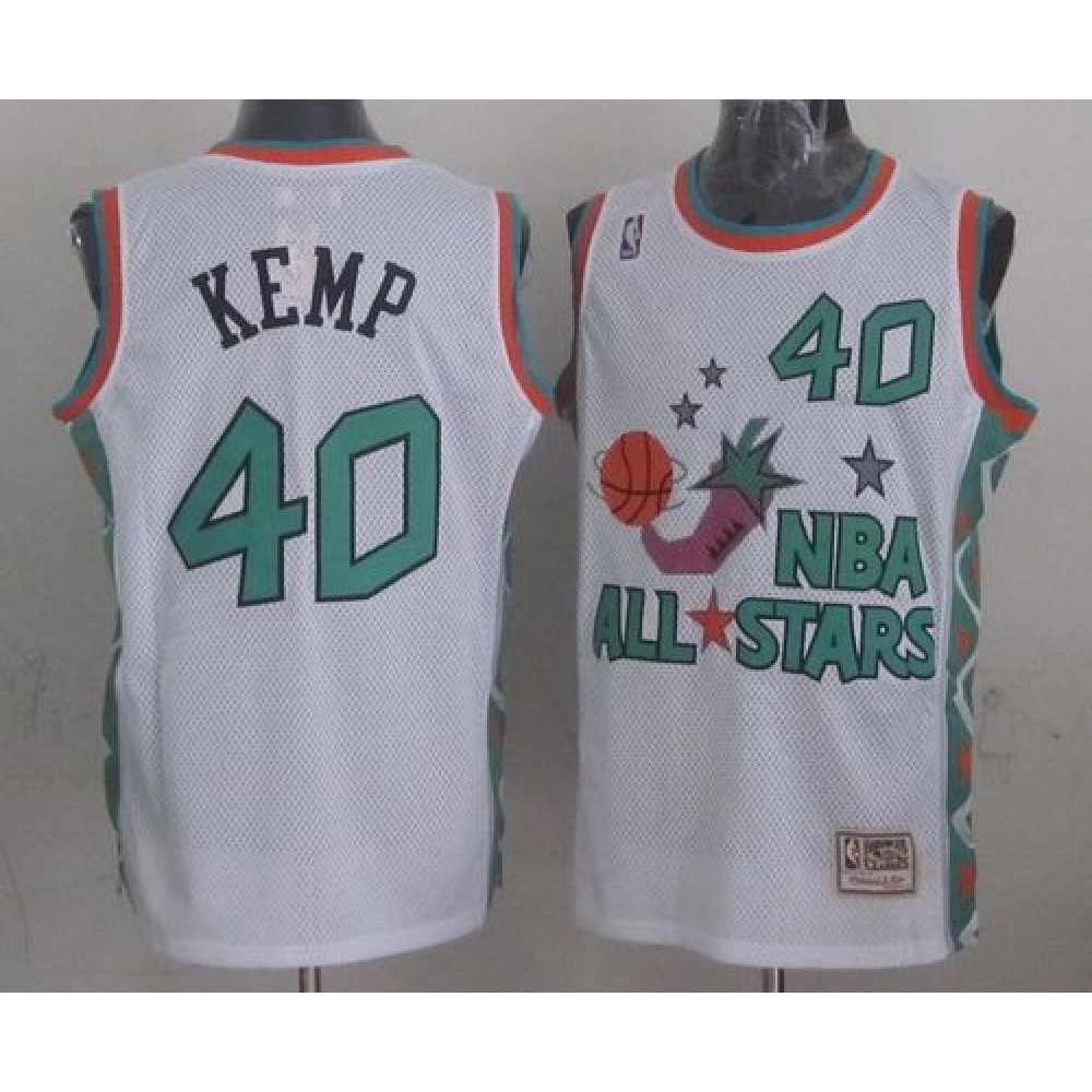 Mitchell And Ness Thunder #40 Shawn Kemp White 1996 All star Stitched NBA Jersey
