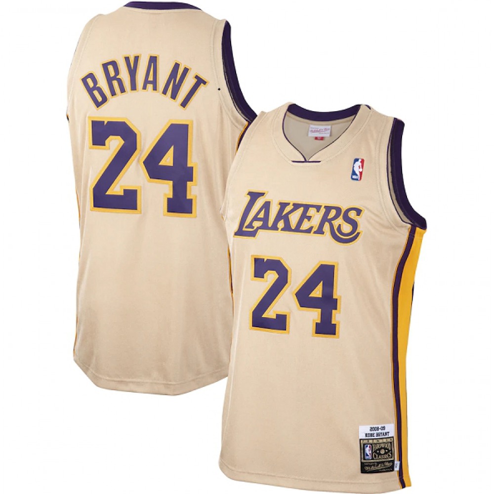 Men's Los Angeles Lakers #24 Kobe Bryant 2008-09 Cream Mitchell & Ness Hardwood Classics Stitched Jersey Men's Los Angeles Lakers #24 Kobe Bryant 2008-09 Cream Mitchell & Ness Hardwood Classics Stitched Jersey