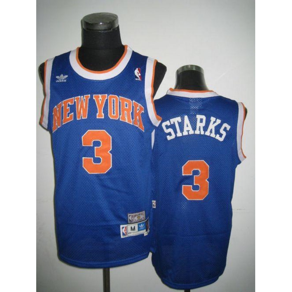 Knicks #3 John Starks Blue Throwback Stitched NBA Jersey