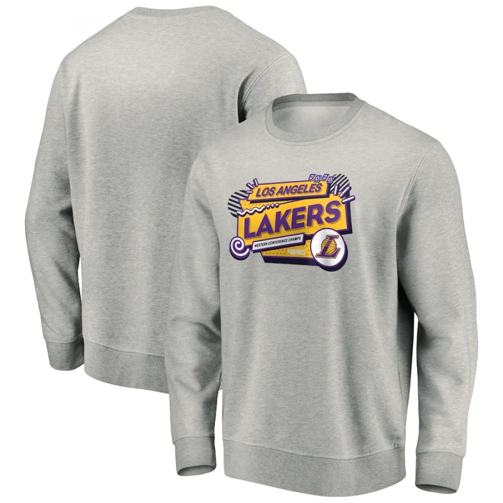 Men's Los Angeles Lakers 2020 Grey Western Conference Champions Balanced Attack Pullover Sweatshirt Men's Los Angeles Lakers 2020 Grey Western Conference Champions Balanced Attack Pullover Sweatshirt