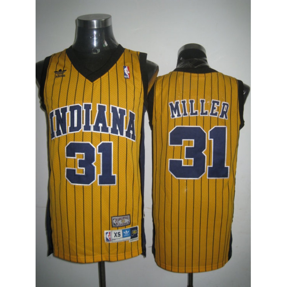 Mitchell and Ness Pacers #31 Reggie Miller Yellow Stitched Throwback NBA Jersey