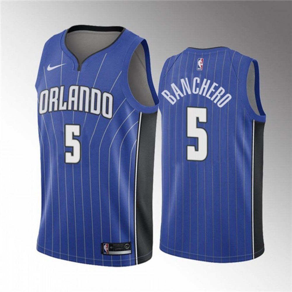 Men's Orlando Magic #5 Paolo Banchero Blue Icon Edition Stitched Swingman Jersey Men's Orlando Magic #5 Paolo Banchero Blue Icon Edition Stitched Swingman Jersey