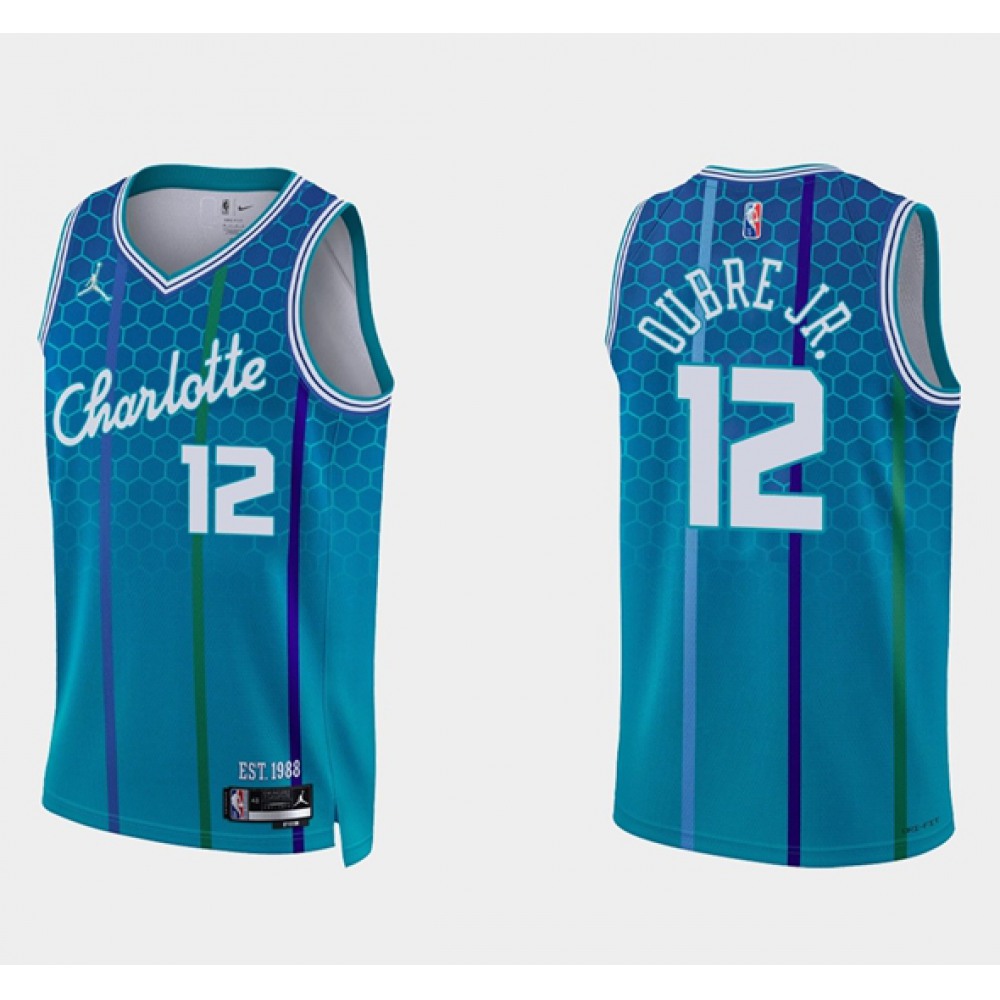 Men's Charlotte Hornets #12 Kelly Oubre Jr. 2021/22 Blue 75th Anniversary City Edition Stitched Basketball Jersey Men's Charlotte Hornets #12 Kelly Oubre Jr. 2021/22 Blue 75th Anniversary City Edition Stitched Basketball Jersey