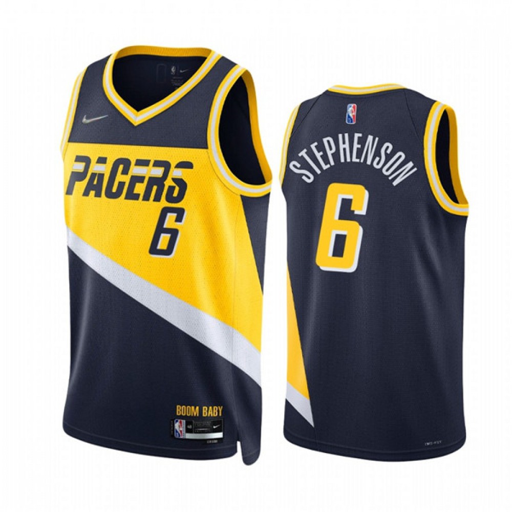Men's Indiana Pacers #6 Lance Stephenson 2021/22 Navy City Edition 75th Anniversary Stitched Basketball Jersey Men's Indiana Pacers #6 Lance Stephenson 2021/22 Navy City Edition 75th Anniversary Stitched Basketball Jersey