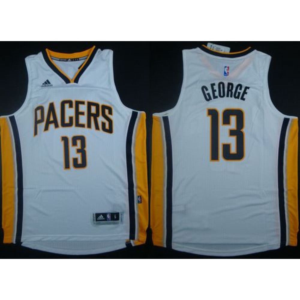 Revolution 30 Pacers #13 Paul George White Stitched NBA Jersey