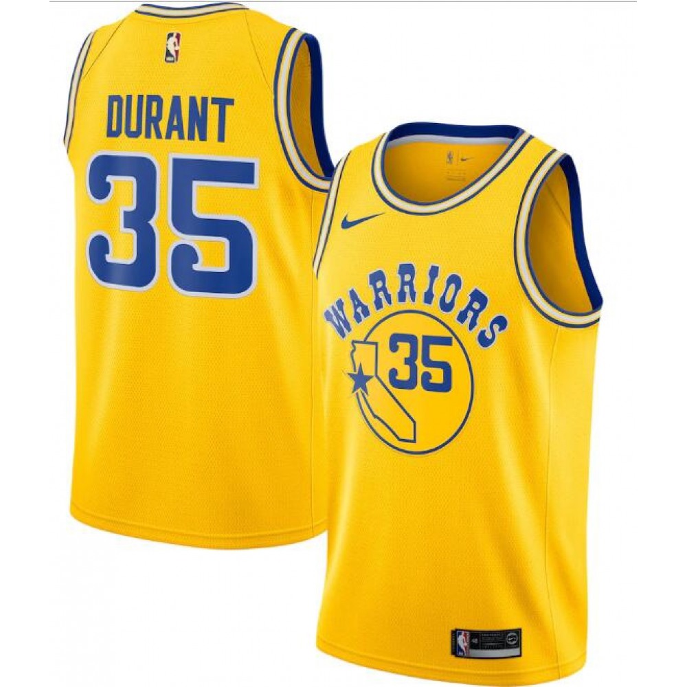 Men's Golden State Warriors #35 Kevin Durant Gold Statement Edition Swingman Stitched Jersey Men's Golden State Warriors #35 Kevin Durant Gold Statement Edition Swingman Stitched Jersey