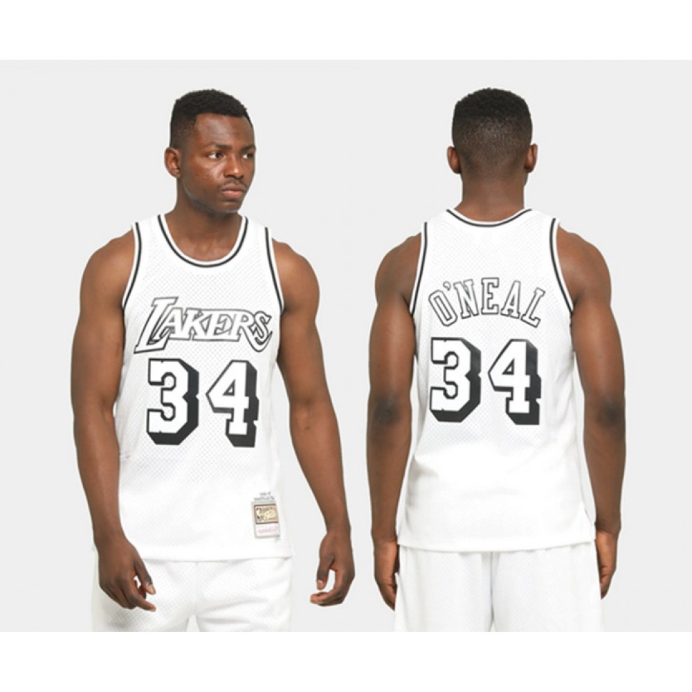 Men's Los Angeles Lakers #34 Shaquille O'Neal White Stitched NBA Jersey