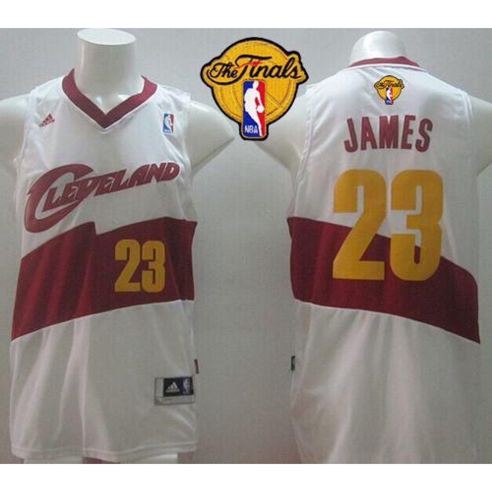 New Revolution 30 Cavaliers #23 LeBron James White The Finals Patch Stitched NBA Jersey