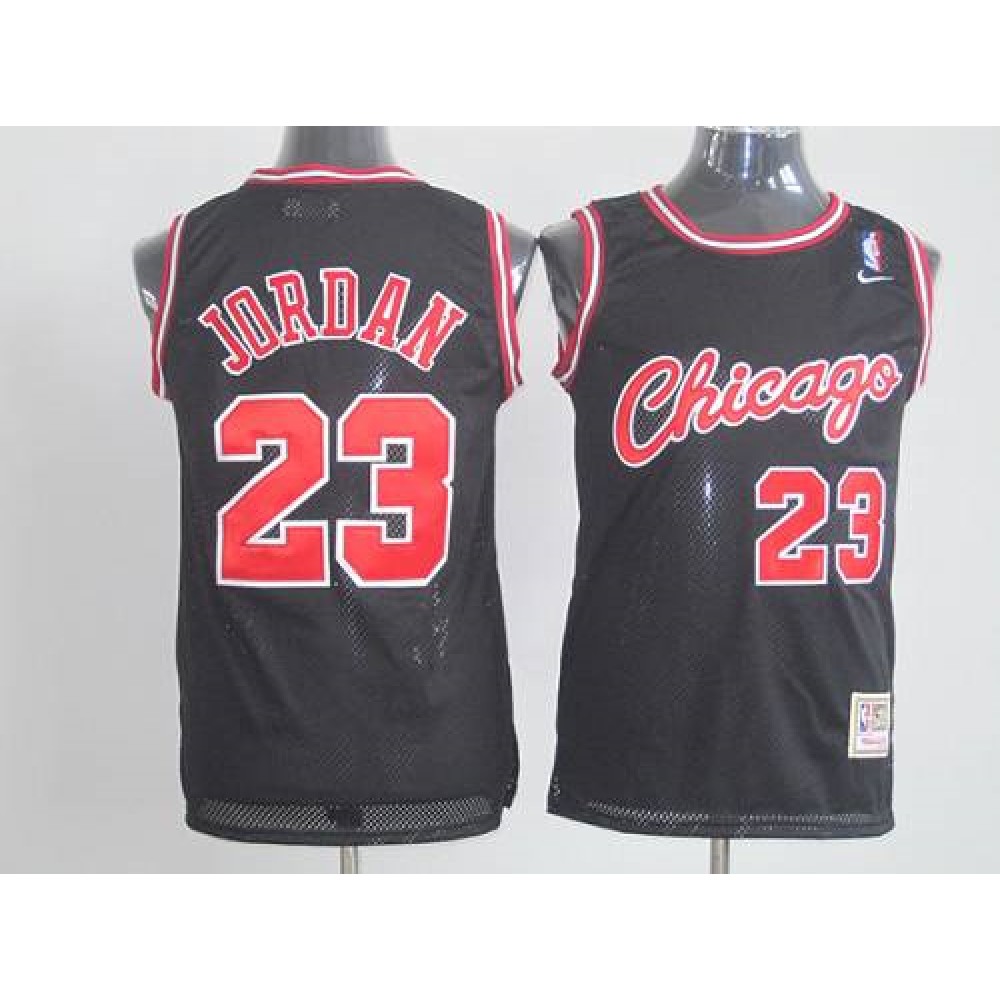 Bulls #23 Michael Jordan Black Nike Throwback Stitched NBA Jersey