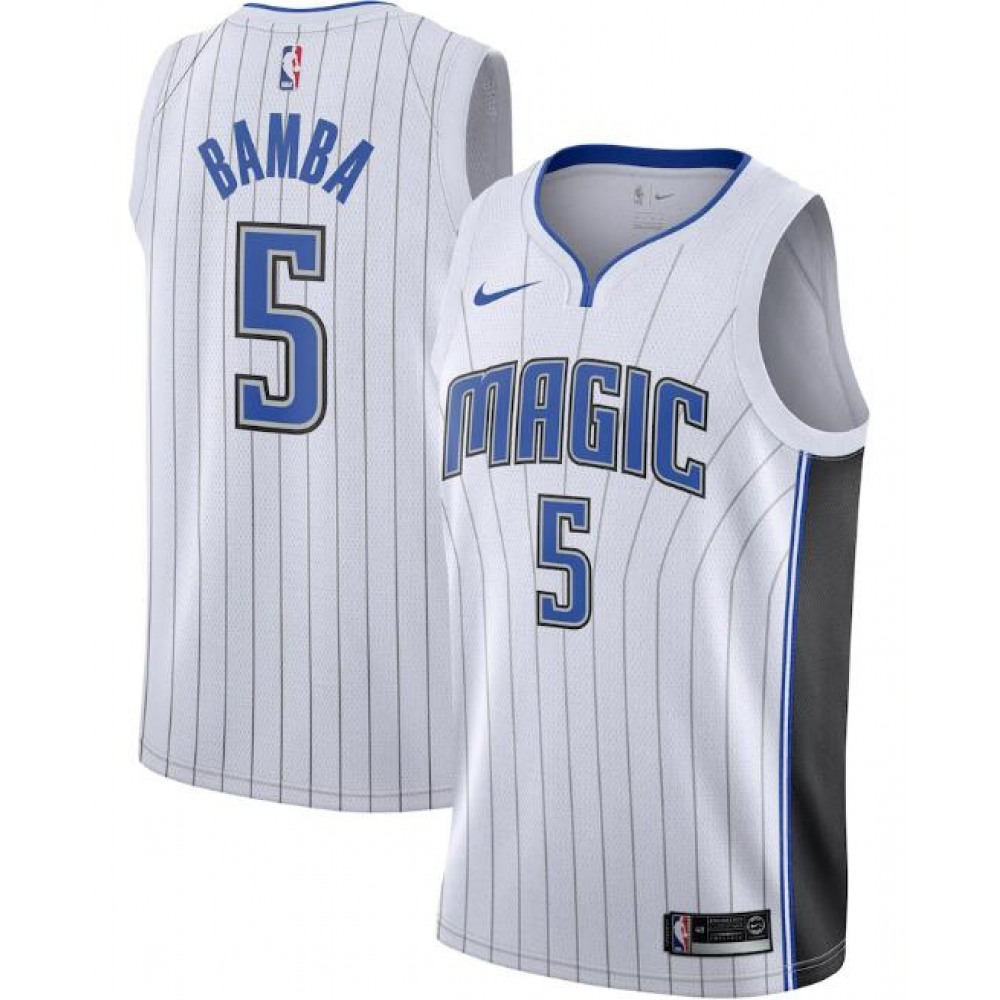 Men's Orlando Magic #5 Mohamed Bamba White Association Edition Stitched Swingman Jersey Men's Orlando Magic #5 Mohamed Bamba White Association Edition Stitched Swingman Jersey
