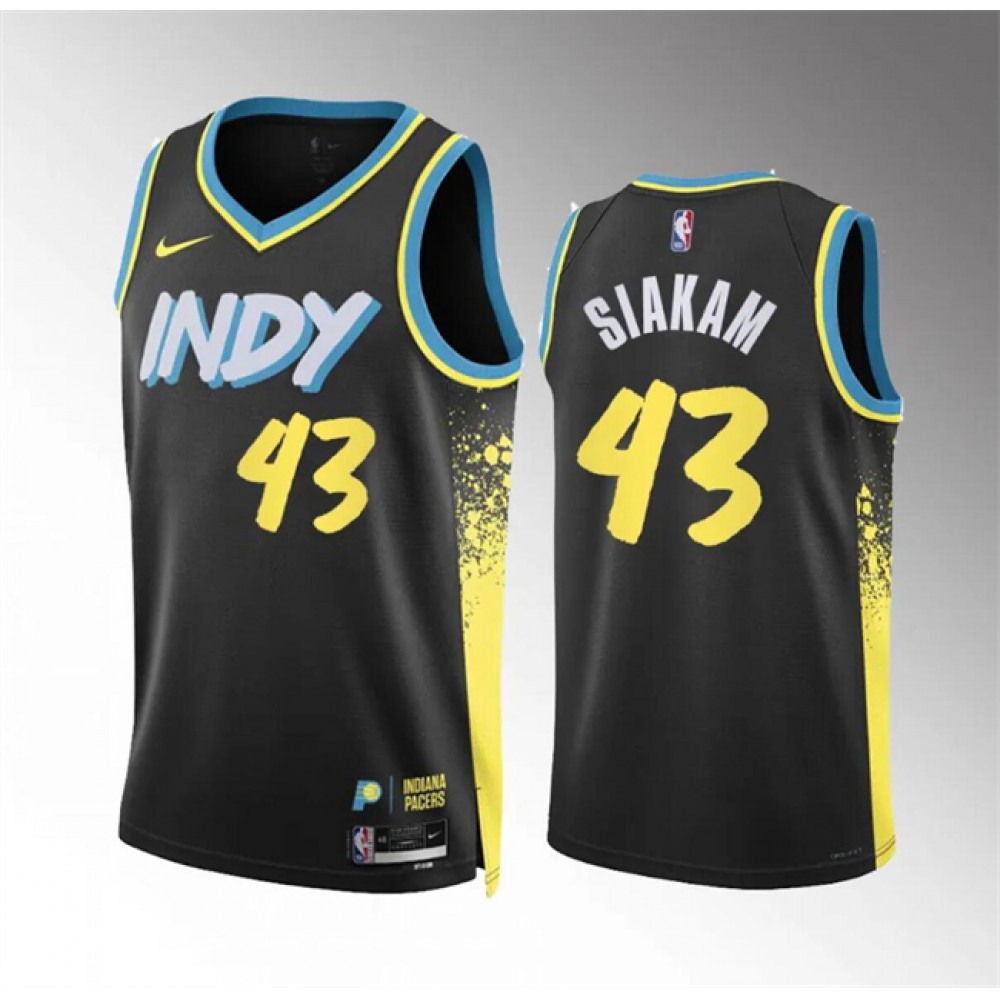 Men's Indiana Pacers #43 Pascal Siakam Black 2023/24 City Edition Stitched Basketball Jersey Men's Indiana Pacers #43 Pascal Siakam Black 2023/24 City Edition Stitched Basketball Jersey
