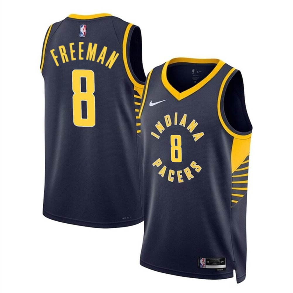 Men's Indiana Pacers #8 Enrique Freeman Navy 2024 Draft Icon Edition Stitched Basketball Jersey Men's Indiana Pacers #8 Enrique Freeman Navy 2024 Draft Icon Edition Stitched Basketball Jersey