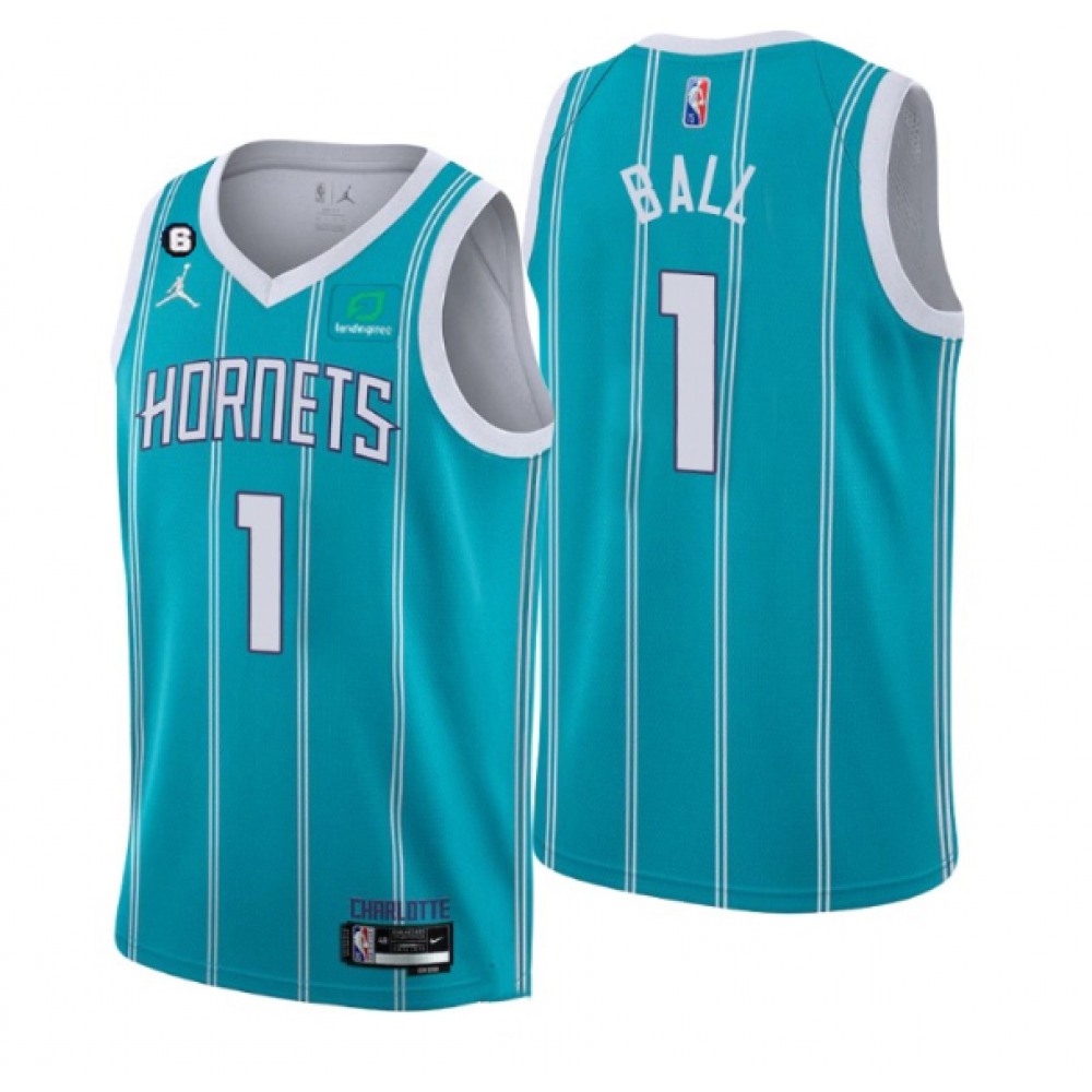 Men's Charlotte Hornets #1 LaMelo Ball 2022-23 Icon Edition No.6 Patch Stitched Basketball Jersey Men's Charlotte Hornets #1 LaMelo Ball 2022-23 Icon Edition No.6 Patch Stitched Basketball Jersey