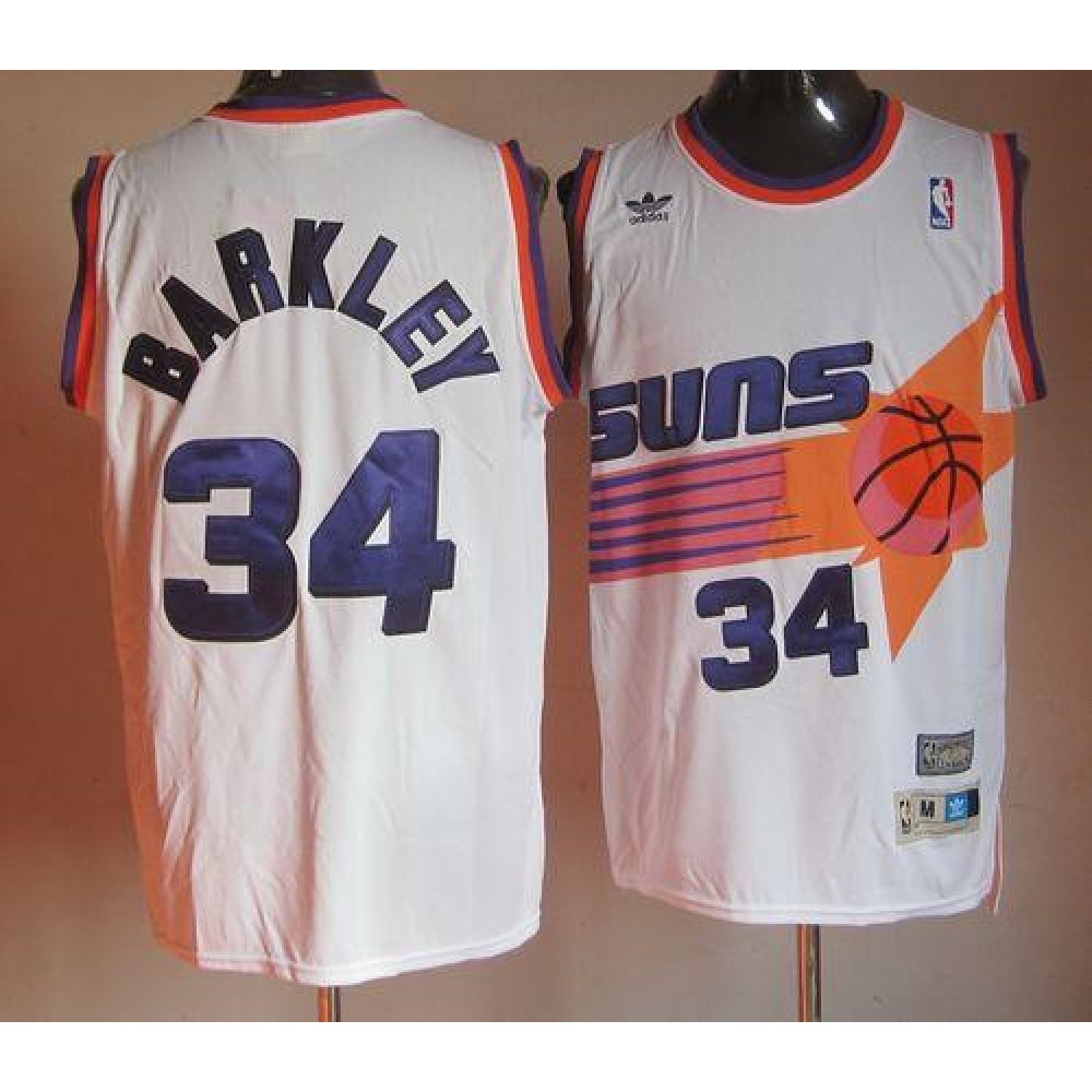 Mitchell & Ness Suns #34 Charles Barkley Stitched White Throwback NBA Jersey