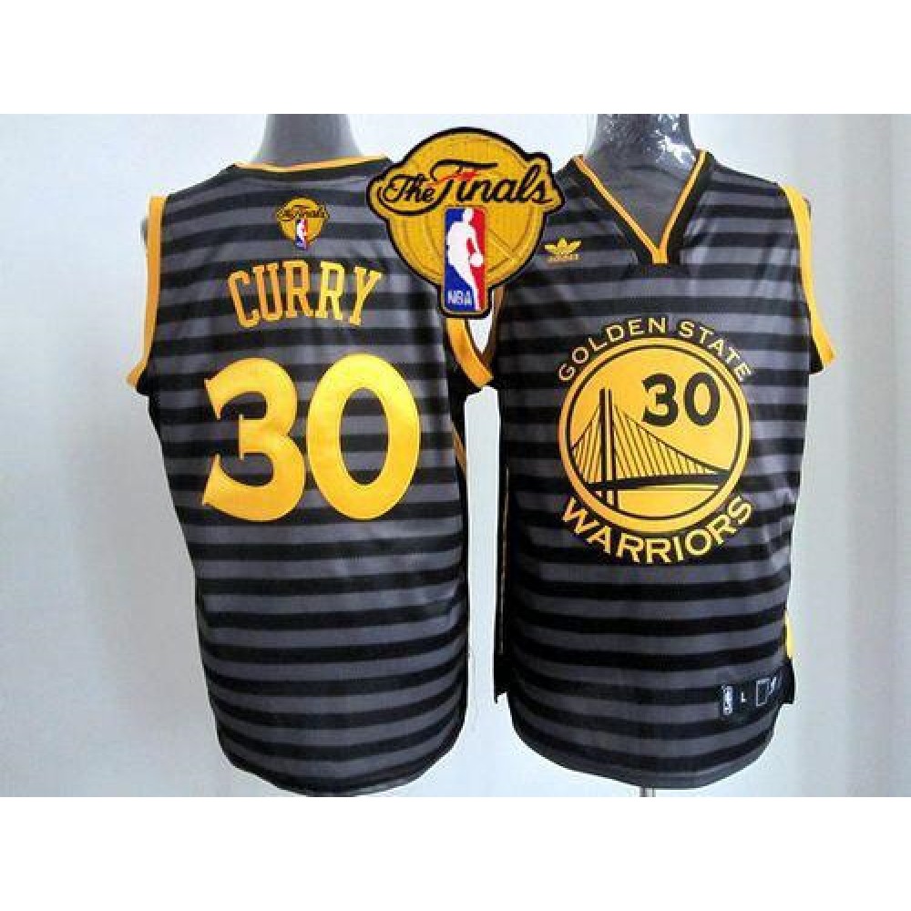 Warriors #30 Stephen Curry Black/Grey Groove The Finals Patch Stitched NBA Jersey
