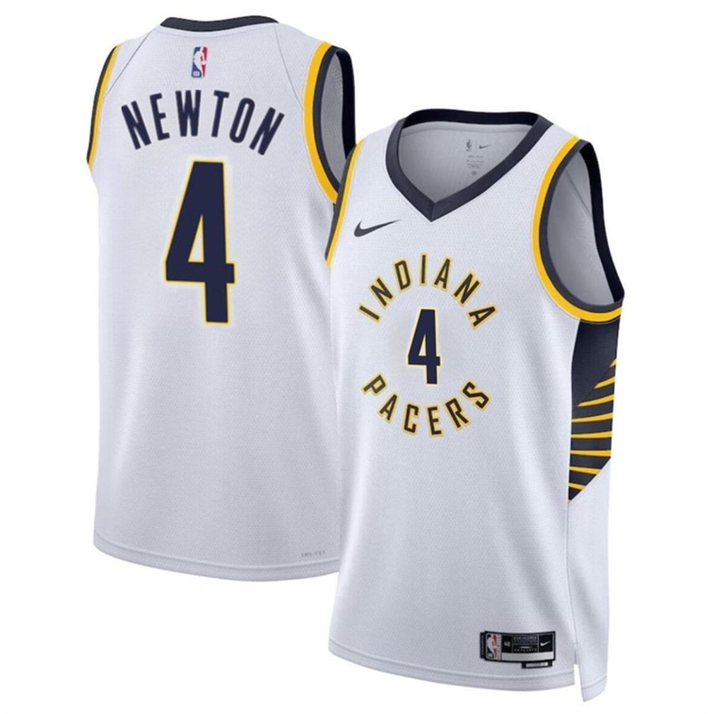 Men's Indiana Pacers #4 Tristen Newton White 2024 Draft Association Edition Stitched Basketball Jersey Men's Indiana Pacers #4 Tristen Newton White 2024 Draft Association Edition Stitched Basketball Jersey
