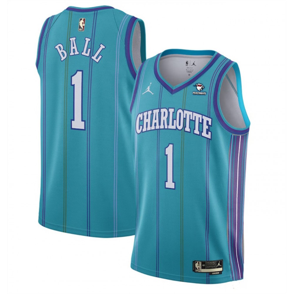 Men's Charlotte Hornets #1 LaMelo Ball Blue Stitched Basketball Jersey Men's Charlotte Hornets #1 LaMelo Ball Blue Stitched Basketball Jersey