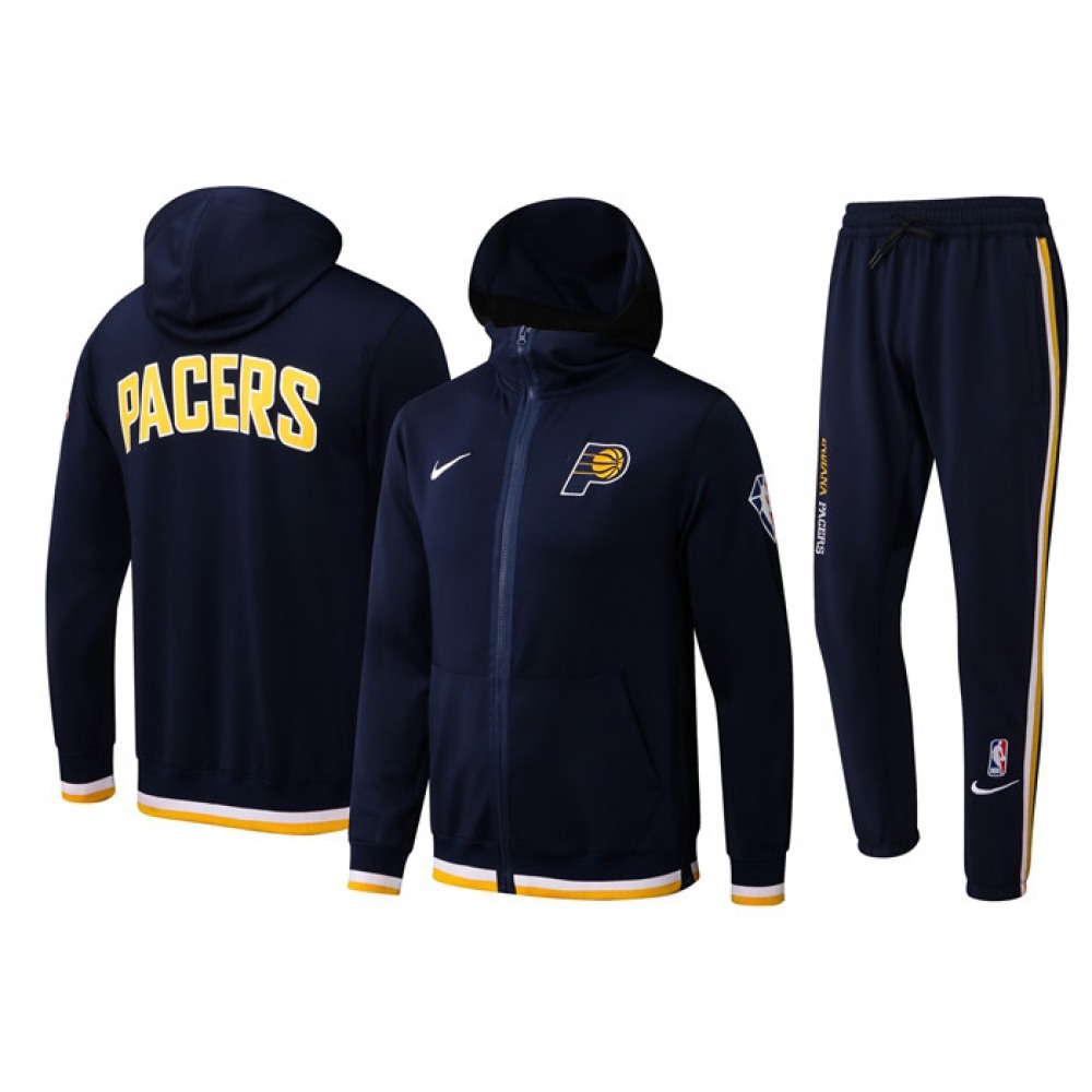 Men's Indiana Pacers 75th Anniversary Navy Performance Showtime Full-Zip Hoodie Jacket And Pants Suit Men's Indiana Pacers 75th Anniversary Navy Performance Showtime Full-Zip Hoodie Jacket And Pants Suit